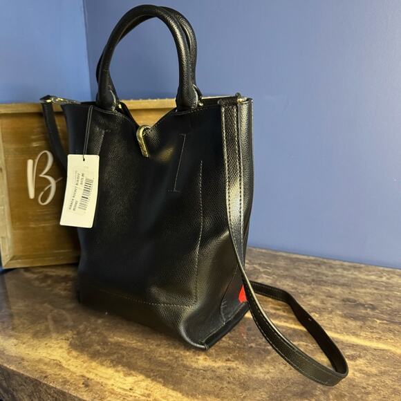 Furla Ribbon Small Bucket Bag - Nero Talco Burgundy - Picture 4 of 16